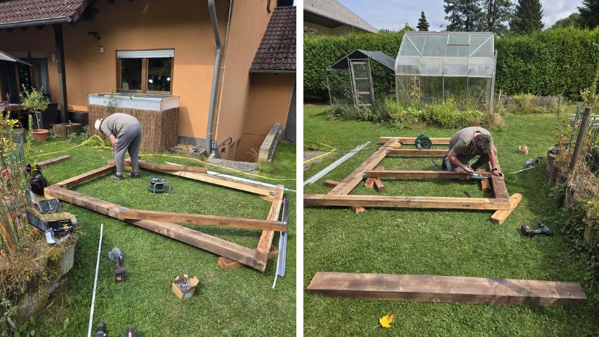 Bau der Unterkonstruktion für die Stegplatten